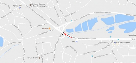 Схема рекламної площини за адресою Лобановского пр-т/ Кировоградская ул. к Севастопольской площади