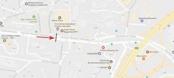 Схема рекламної площини за адресою Лобановского пр-т к Московськой площади