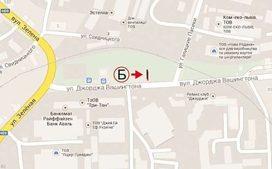 Схема рекламної площини за адресою Вашингтона  за поворотом з Зеленої К2 Б ниж. ТЦ МЕТРО Схема рекламної площини за адресою Вашингтона  за поворотом з Зеленої К2 Б ниж. ТЦ МЕТРО