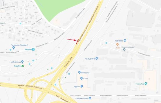 Схема рекламної площини за адресою Путепровод на пересечении Надднепрянского шоссе и Стройиндустрии ул., со стороны автостанции "Выдубичи"