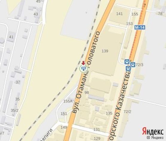 Схема рекламної площини за адресою Атамана Головатого ул.,159 (Автосалон "Тотус") Схема рекламної площини за адресою Атамана Головатого ул.,159 (Автосалон "Тотус")