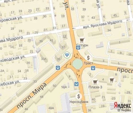 Схема рекламной плоскости по адресу Мира пр.,37А, 95 квартал ("Фокстрот")