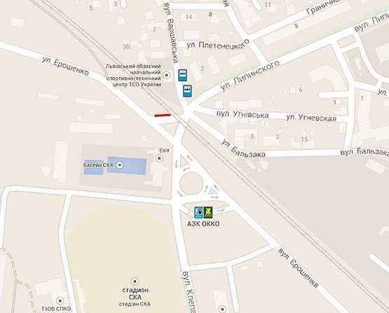 Схема рекламної площини за адресою Єрошенко-Клепарівська (Стадіон "СКА") лівий Схема рекламної площини за адресою Єрошенко-Клепарівська (Стадіон "СКА") лівий