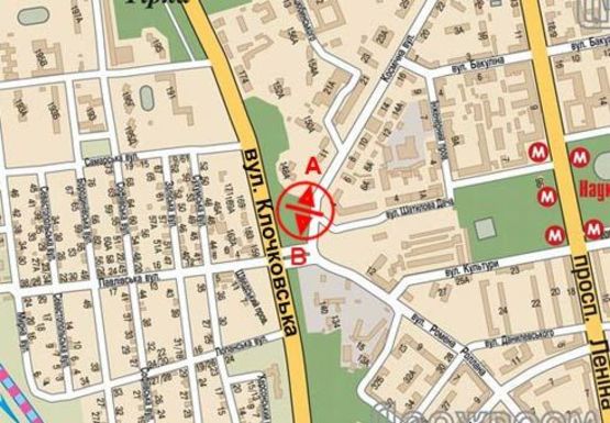 Схема рекламной плоскости по адресу Космическая ул. - Клочковская ул.