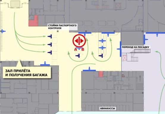 Схема рекламної площини за адресою Зал получения багажа, 1 этаж (Терминал А)