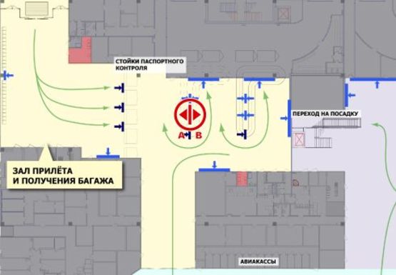 Схема рекламной плоскости по адресу Зал получения багажа, 1 этаж (Терминал А)