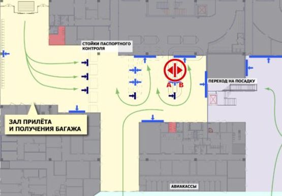 Схема рекламної площини за адресою Зал получения багажа, 1 этаж (Терминал А)