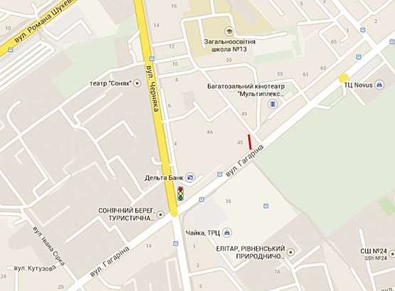 Схема рекламної площини за адресою Гагаріна  45 (Чайка, Автовокзал)