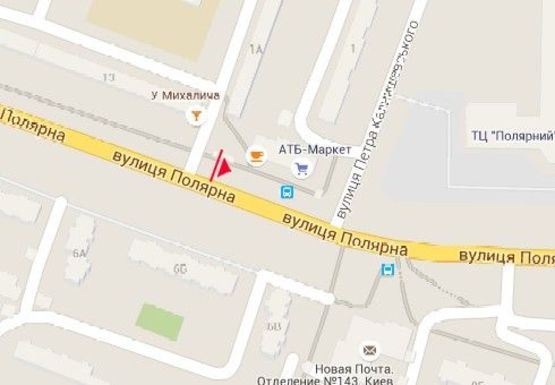 Схема рекламной плоскости по адресу Полярная ул. - Маршала Рокоссовского ул.