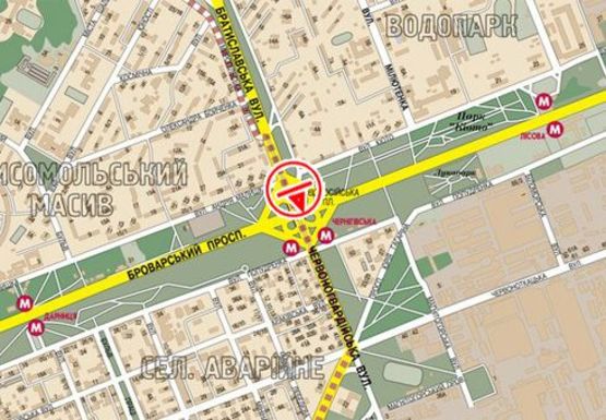 Схема рекламної площини за адресою Братиславская ул. - Броварской пр.