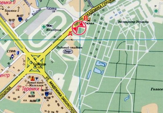 Схема рекламної площини за адресою Глушкова Академика пр., 5 - Касияна ул.