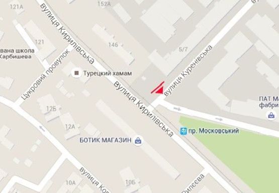 Схема рекламной плоскости по адресу Кирилловская ул. (бывш. Фрунзе ул.) - Куреневская ул.