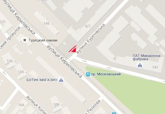 Схема рекламної площини за адресою Кирилловская ул. (бывш. Фрунзе ул.) - Куреневская ул. Схема рекламної площини за адресою Кирилловская ул. (бывш. Фрунзе ул.) - Куреневская ул.