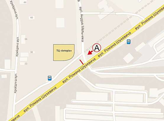 Схема рекламной плоскости по адресу Шухевича ст. А Схема рекламной плоскости по адресу Шухевича ст. А