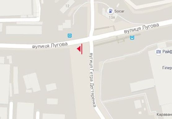 Схема рекламної площини за адресою Луговая ул., 9 - Семьи Кульженков ул. (бывш. Дегтяренко П. ул.)