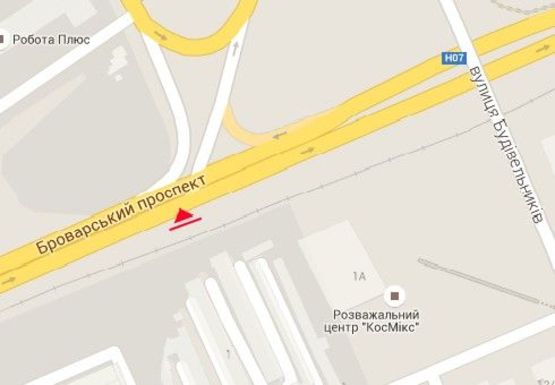 Схема рекламной плоскости по адресу Броварской пр. - Освободителей ул.