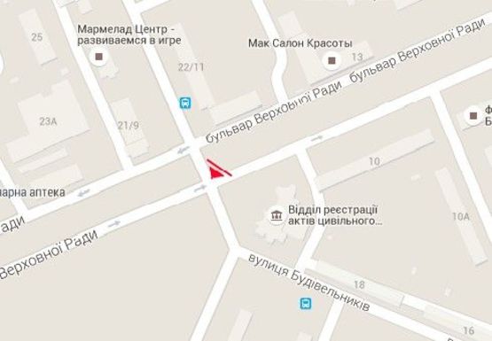 Схема рекламної площини за адресою Строителей ул. - Верховного Совета б-р (ЗАГС)