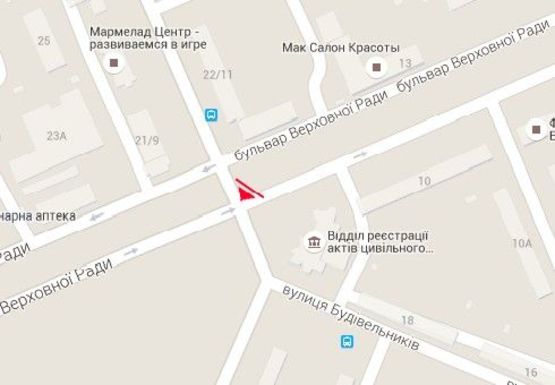 Схема рекламної площини за адресою Строителей ул. - Верховного Совета б-р (ЗАГС)