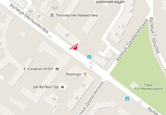 Схема рекламной плоскости по адресу Мельникова ул., 24 - Древлянская ул. (бывш. Якира ул.)