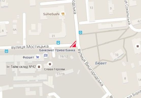 Схема рекламной плоскости по адресу Вышгородская ул., 21