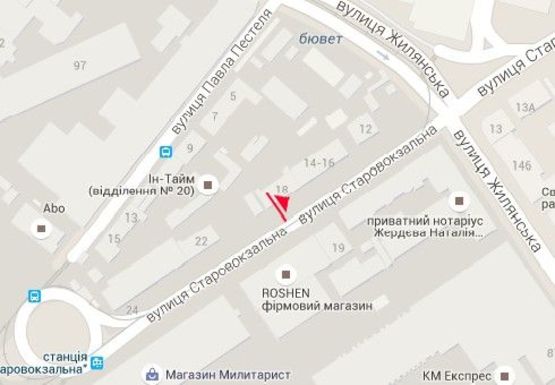 Схема рекламної площини за адресою Старовокзальная ул., 18