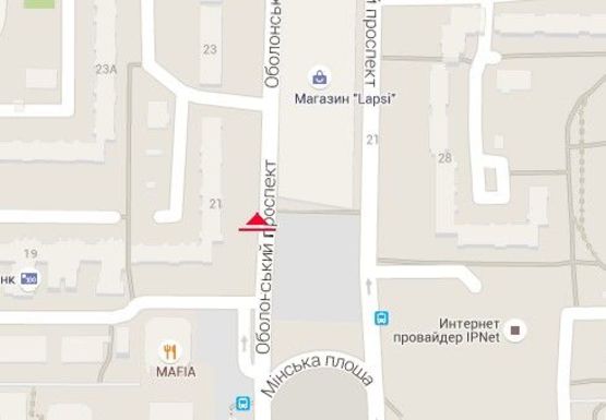 Схема рекламной плоскости по адресу Оболонский пр., 21
