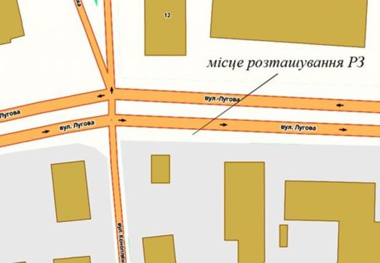 Схема рекламної площини за адресою Луговая ул. - Коноплянская ул., 12 Схема рекламної площини за адресою Луговая ул. - Коноплянская ул., 12