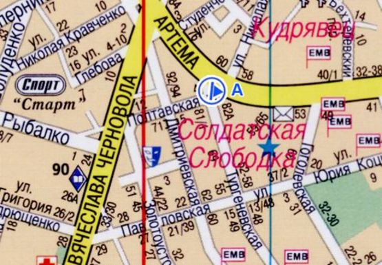 Схема рекламной плоскости по адресу Артема ул., 75 Схема рекламной плоскости по адресу Артема ул., 75