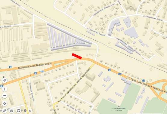 Схема рекламной плоскости по адресу Львівське шосе (автостоянка біля ринку) верхній Б