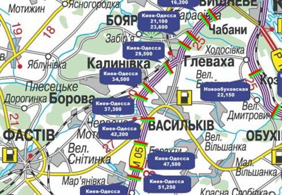 Схема рекламної площини за адресою Трасса M-05, Киев-Одесса, 37,300
