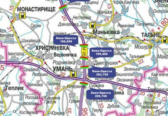 Схема рекламної площини за адресою Трасса M-05, Киев-Одесса, 199,400