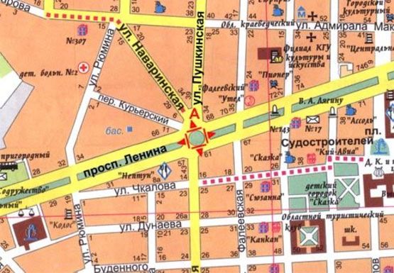 Схема рекламной плоскости по адресу Центральный пр. - Пушкинская ул., кольцо