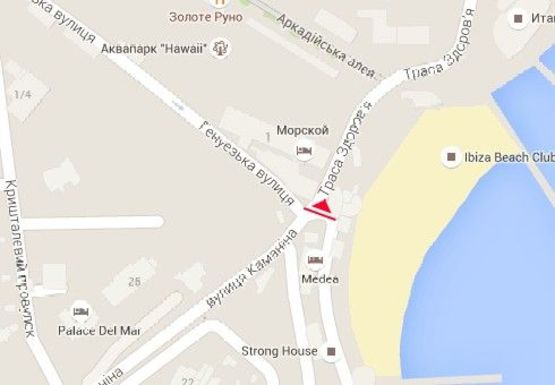 Схема рекламной плоскости по адресу Генуэзская ул. - пляж Аркадия