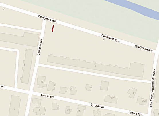 Схема рекламной плоскости по адресу Прибужська 6, ст. А  (біля Епіцентру)