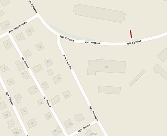 Схема рекламной плоскости по адресу Купріна