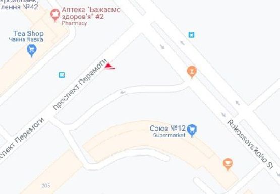 Схема рекламної площини за адресою Победы пр., 184 (маг. "Сиверский")