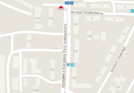 Схема рекламної площини за адресою Богдана Хмельницкого пр., 120 - Казакевича ул.