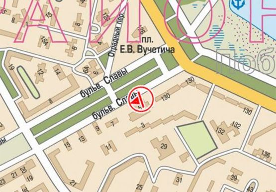 Схема рекламной плоскости по адресу Славы б-р. - Торговый центр