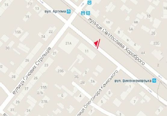 Схема рекламной плоскости по адресу Святослава Храброго., 11 -  Сечевых Стрельцов ул.