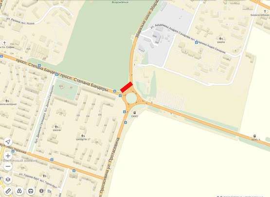 Схема рекламной плоскости по адресу Збаражське шосе -  Бандери ( в центр)