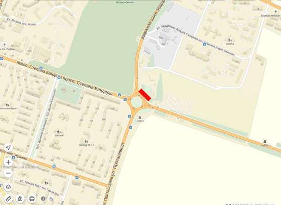 Схема рекламной плоскости по адресу Збаражське шосе - Ст. Бандери -Протасевича (правий)