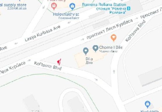 Схема рекламної площини за адресою Леся Курбаса пр. - Кольцова б-р.