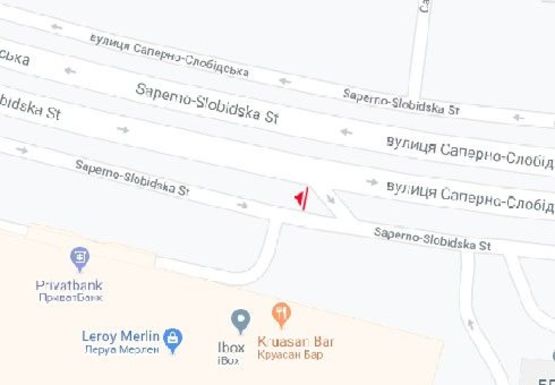 Схема рекламної площини за адресою Саперно-Слободская ул., 26 (на разделителе)