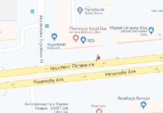 Схема рекламной плоскости по адресу Победы пр., 98/2