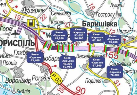 Схема рекламної площини за адресою Трасса M-03, Киев - Харьков, 53,050