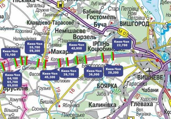 Схема рекламної площини за адресою Трасса M-06, Киев-Житомир, 36,500 (3 месяца минимальный срок размещения)