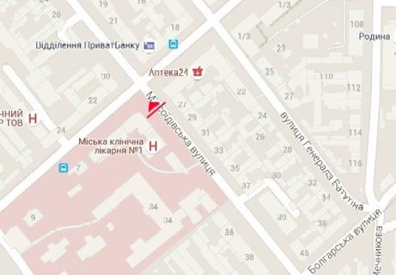 Схема рекламної площини за адресою Мясоедовская ул., 32 - Б. Хмельницкого ул.