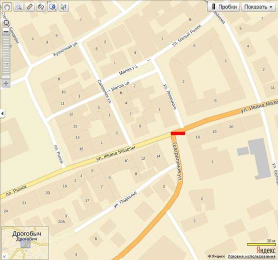 Схема рекламной плоскости по адресу Театральна-Мазепи (центральна площа)