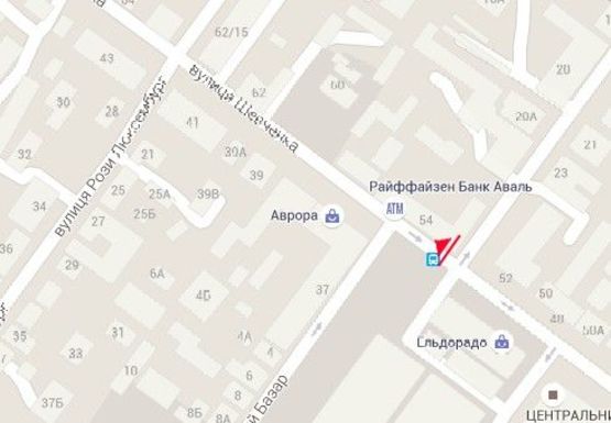 Схема рекламної площини за адресою Шевченко ул., центральный рынок