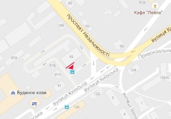 Схема рекламної площини за адресою Киевская ул., 93 (левый)